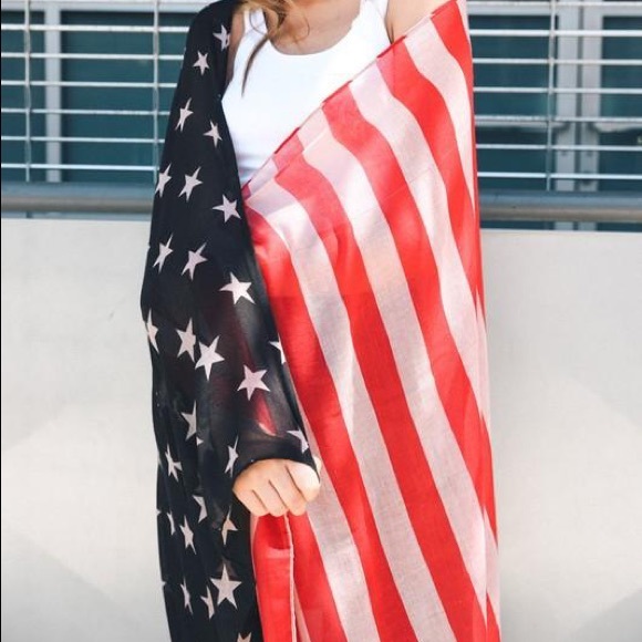 HOME OF THE FREE BLANKET SCARF-AMERICAN FLAG SCARF - Picture 4 of 4